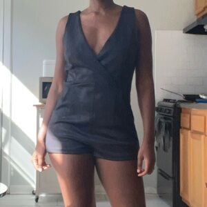 Free People Black Zipper Detail Romper